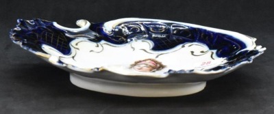 Handpainted porcelain portrait cobalt tray, 7.25" x 6" - 2