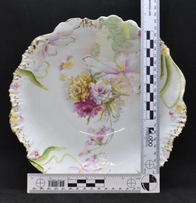 R.S. Prussia Hidden Image 10"d bowl, woman's cameo/ floral center, circle mold mark - 7