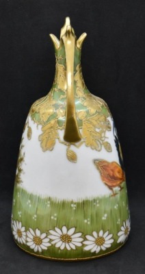 Mrkd. Prov Saxe 7.5" vase, colorful rooster and chickens - 5