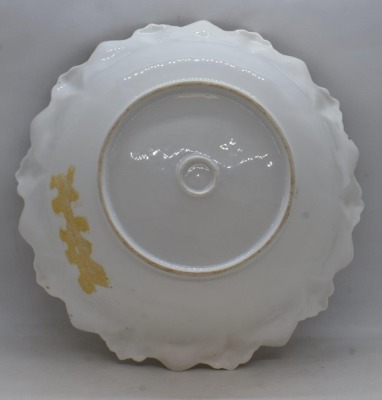 R.S. Prussia Mold 98 9.5"d bowl, large yellow roses, circle mold mark - 5