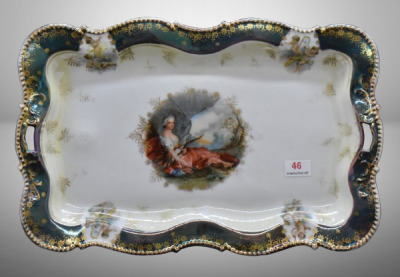 R.S. Prussia Mold 343 11.5" x 7" dresser tray, Diana the Huntress