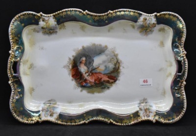 R.S. Prussia Mold 343 11.5" x 7" dresser tray, Diana the Huntress - 3