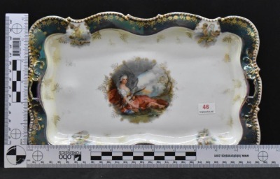 R.S. Prussia Mold 343 11.5" x 7" dresser tray, Diana the Huntress - 7