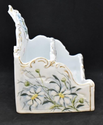 Handpainted porcelain letter holder, 7" x 4.5" x 5.5" tall - 5