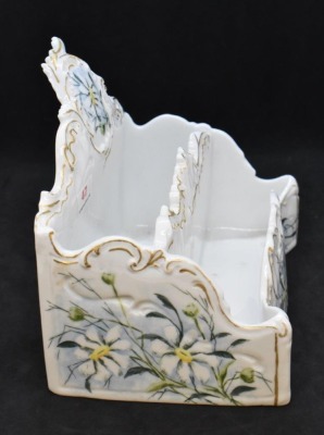 Handpainted porcelain letter holder, 7" x 4.5" x 5.5" tall - 9