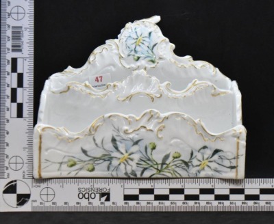 Handpainted porcelain letter holder, 7" x 4.5" x 5.5" tall - 11