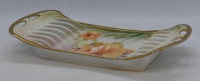 Mrkd. R.S Germany slotted spoon holder, large orange flower - 2