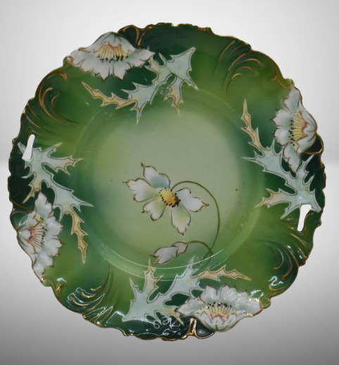 Mrkd. Germany Saxe Altenburg 10.5"d plate, floral decoration