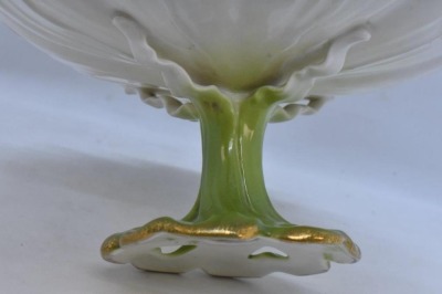 Handpainted porcelain 4"h flower petal-shaped compote, roses - 7