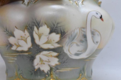 R.S. Prussia Mold 510 cracker jar, Swan on Lake, red mark - 9