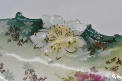 R.S. Prussia relish dish, 9.25"l x 4.5"w, mixed flowers - 3