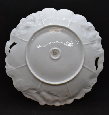 Mrkd. R.S. Germany 10"d cake plate, mixed floral design, Iris mold variation - 5