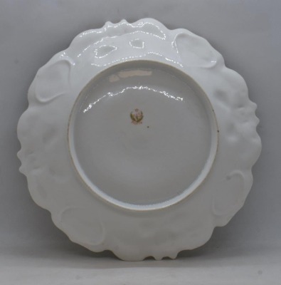 R.S. Prussia Iris Mold 9.5"d plate, pink poppies, red mark - 4