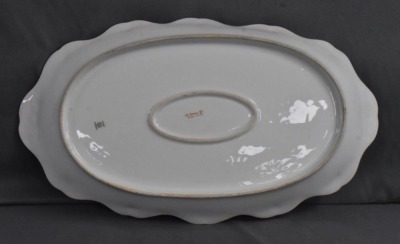 Mrkd. Limoges (France) 16"l x 9"w oval bowl featuring Lady w/ Peacock - 5