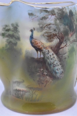 Royal Bayreuth 4.5"h creamer, Peacock, blue mark - 5