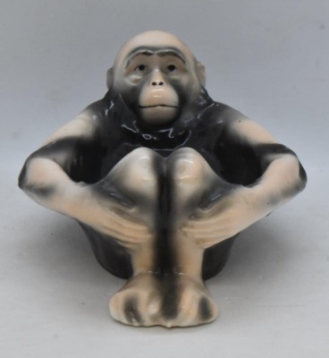 Royal Bayreuth figural Monkey ashtray, blue mark - 4