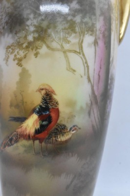 R.S. Suhl Mold 3 8" vase, Pheasants - 5