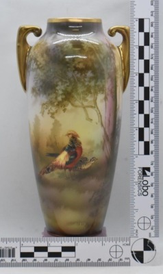 R.S. Suhl Mold 3 8" vase, Pheasants - 7