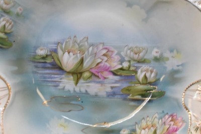 R.S. Prussia 10.5"d bowl, Reflecting Water Lilies w/ gilded outlines, red mark - 4