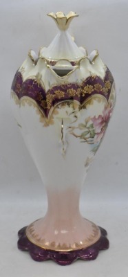 Mrkd. R.S. Germany 10"h chocolate pot (R.S. Steeple Mold 12), mixed flowers, RS Steeple Mark 5 - 4