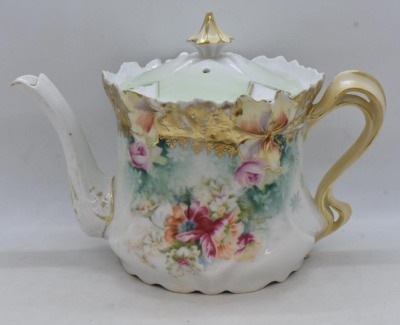 R.S. Prussia Mold 514 3 pc. tea set, mixed florals - 2