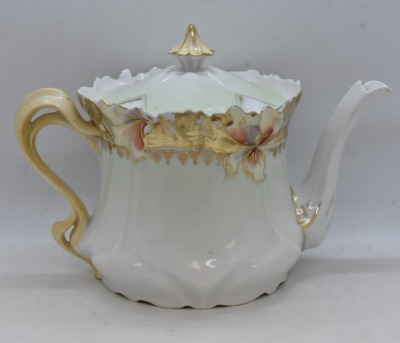 R.S. Prussia Mold 514 3 pc. tea set, mixed florals - 4