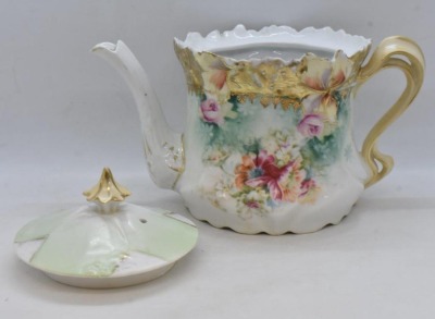 R.S. Prussia Mold 514 3 pc. tea set, mixed florals - 7