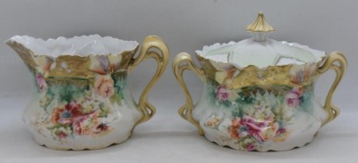 R.S. Prussia Mold 514 3 pc. tea set, mixed florals - 10