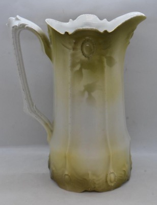 Mrkd. R.S. Germany (RSP Ribbon and Jewel Mold) 9.5"h pitcher, pink poppies - 3