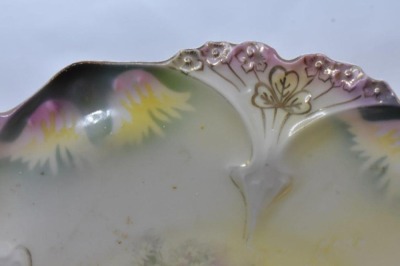 (2) R.S. Prussia Mold 82 11"d cake plates, both have nice floral designs, circle mold marks + 1 w/ red mark - 3