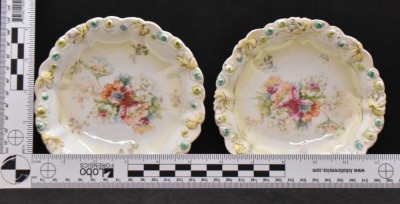 Mrkd. R.S. Germany Steeple 7 pc. berry set, mixed flowers, Steeple Mark 3 - 16