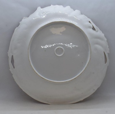 R.S. Prussia 12"d charger, white open blossoms, circle mold mark - 4