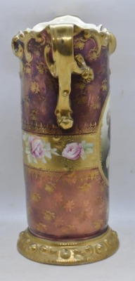 Mrkd. Royal Vienna Germany 9" vase featuring LeBrun II portrait, Tiffany irid. finish - 4