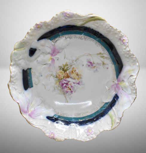 R.S. Prussia Hidden Image 8"d bowl, mixed flowers