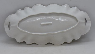 R.S. Prussia Stippled Floral Mold 12" x 6" relish, lilac clematis, bar mold mark - 4