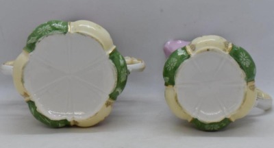 R.S. Prussia Mold 502 creamer and cov. sugar set, dainty flowers overall - 6