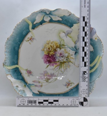 R.S. Prussia Hidden Image 10"d bowl, floral design, circle mold mark - 7