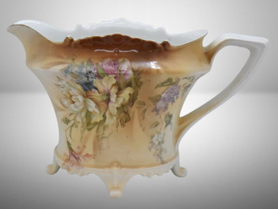 Mrkd. R.S. Germany 6"h lemonade/ cider pitcher, mixed flowers