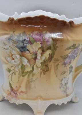 Mrkd. R.S. Germany 6"h lemonade/ cider pitcher, mixed flowers - 5