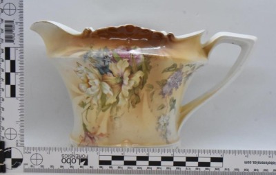 Mrkd. R.S. Germany 6"h lemonade/ cider pitcher, mixed flowers - 8