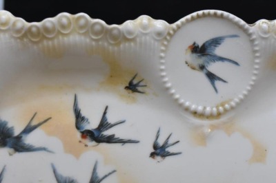 R.S. Prussia Medallion Mold dresser tray, 11.5" x 7.5", Swallows - 2