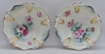 R.S. Prussia Mold 90 7 pc. berry set decorated w/ pink poppies, red mark - 10