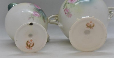 R.S. Prussia Mold 601 3 pc. tea set, pink roses, red mark - 14