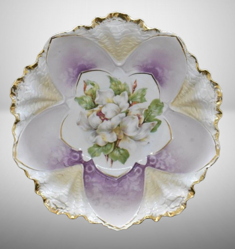 R.S. Prussia Mold 262 10.25"d bowl, Magnolias, red mark