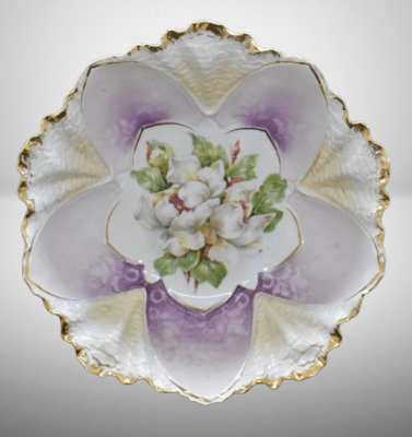 R.S. Prussia Mold 262 10.25"d bowl, Magnolias, red mark