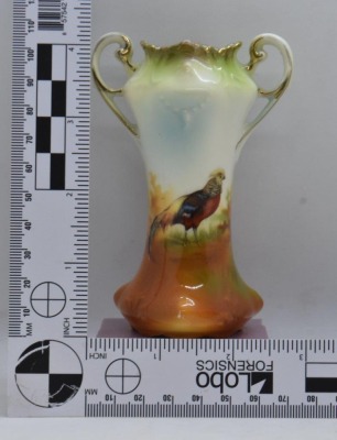 R.S. Prussia 4" cabinet vase, Pheasant, rec mark - 7