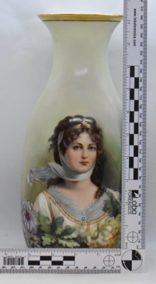 Handpainted porcelain 11.5" vase, Queen Louise portrait - 7