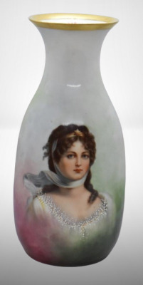 Handpainted porcelain 11.5" vase, Queen Louise portrait