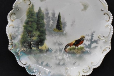 R.S. Prussia Mold 304 7.5"d plate, Pheasant/ Evergreens, red mark - 3