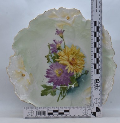 R.S. Prussia Carnation Mold 10.5"d bowl, Chrysanthemums - 6